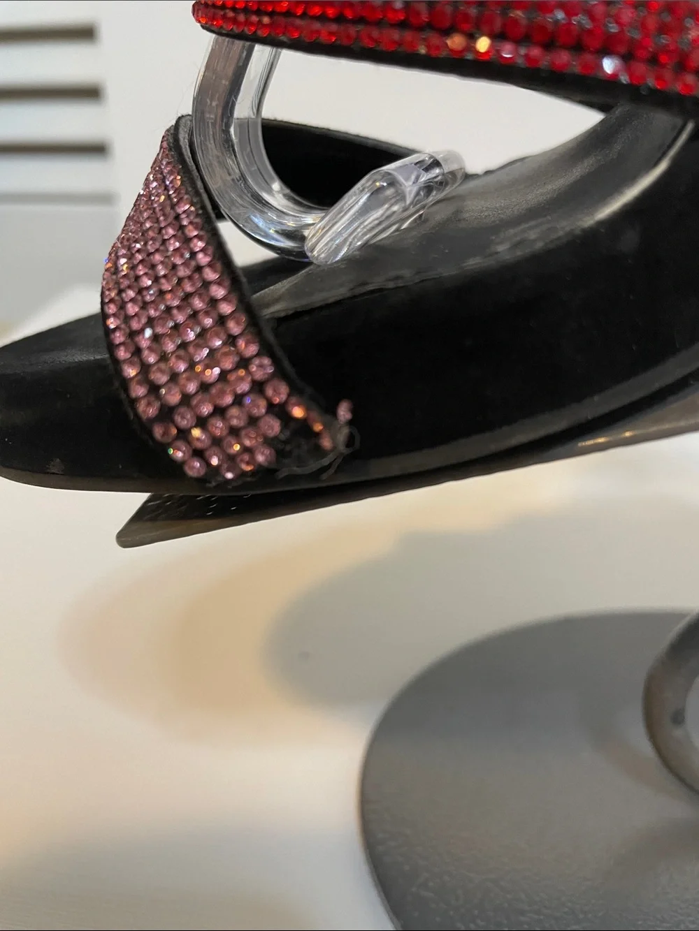 Gianni Bini Black Strappy High Heel Sandal with Multicolor Crystal Straps - Sz 7